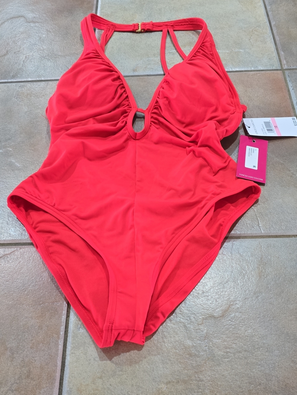 Vince Camuto Red One-Piece Swimsuit with Keyhole Front Sz 10 Nwt